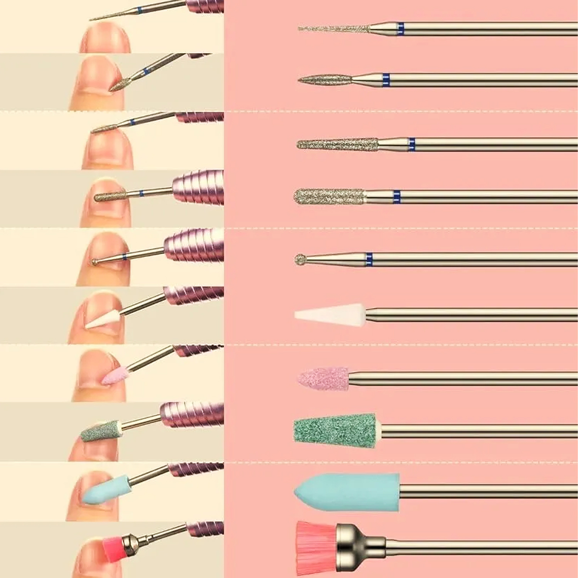 Juego Manicura Pedicura Broca Uña Cerámica Profesional 30pcs 5