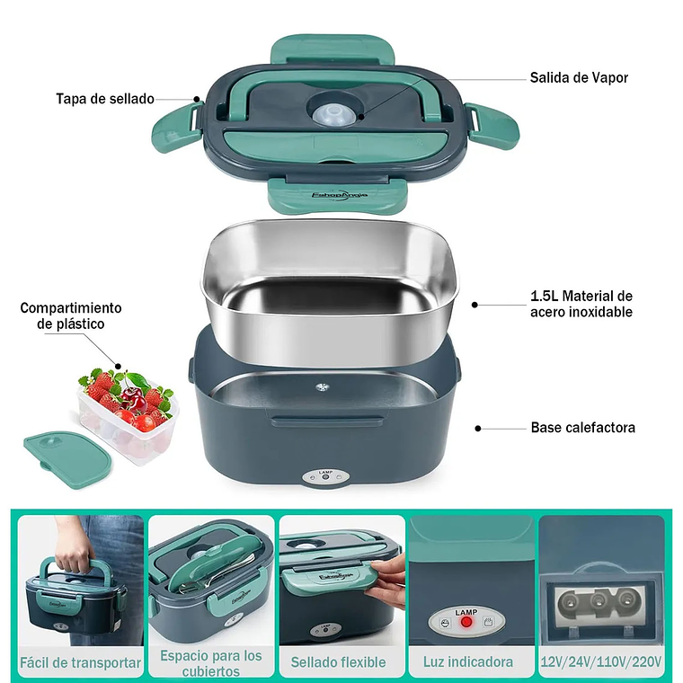 Lonchera Eléctrica Cigarrera Termo Comida Taper Lunch Box 2