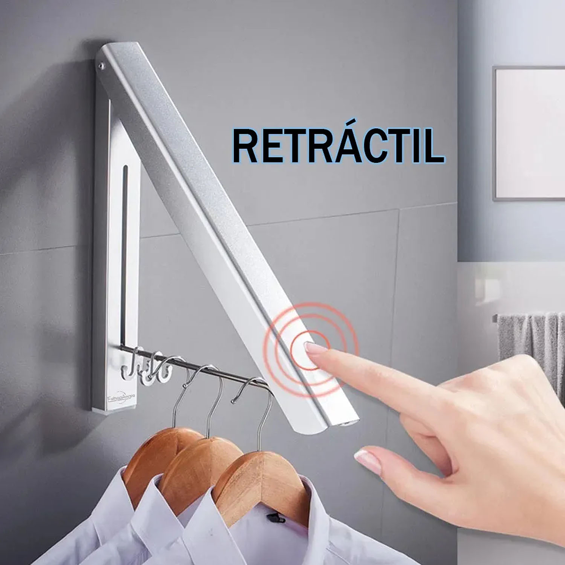 Colgador De Ropa Plegable Tendedero Retráctil Montado 3