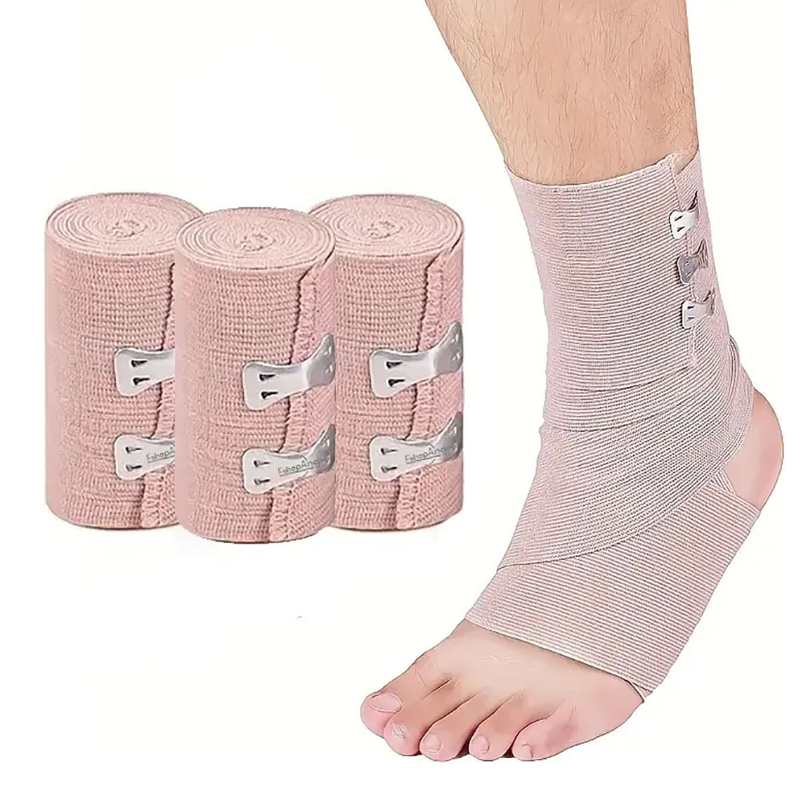 Pack 3 Venda Elástica Compresión 7.5cmx4.5m Vendaje + Gancho 1