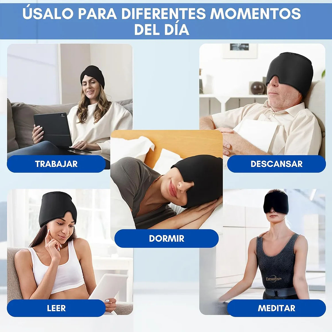 Antifaz Para Dormir Máscara Cubre Ojos Gel Frío Calor Gorro 5