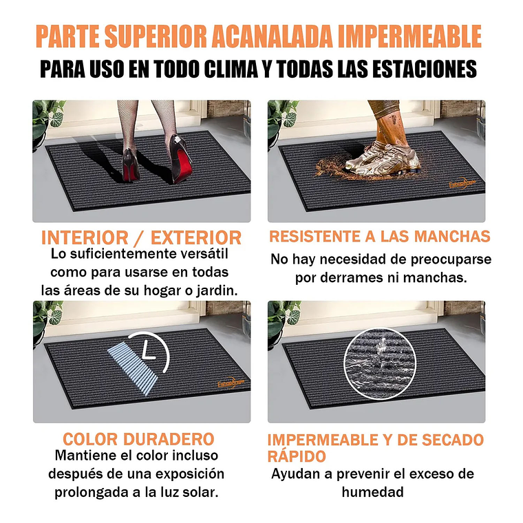 Alfombra Tapete Limpiapiés Para Entrada Exterior 60x40cm 6