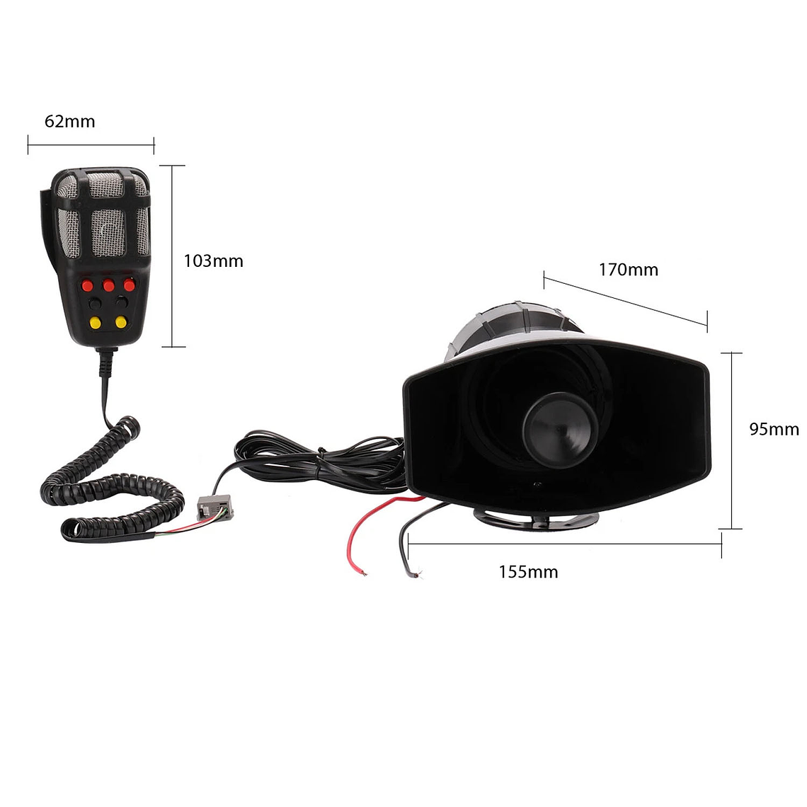 Megáfono Bocina Policial Sirena Carabinero 100w 12v 3