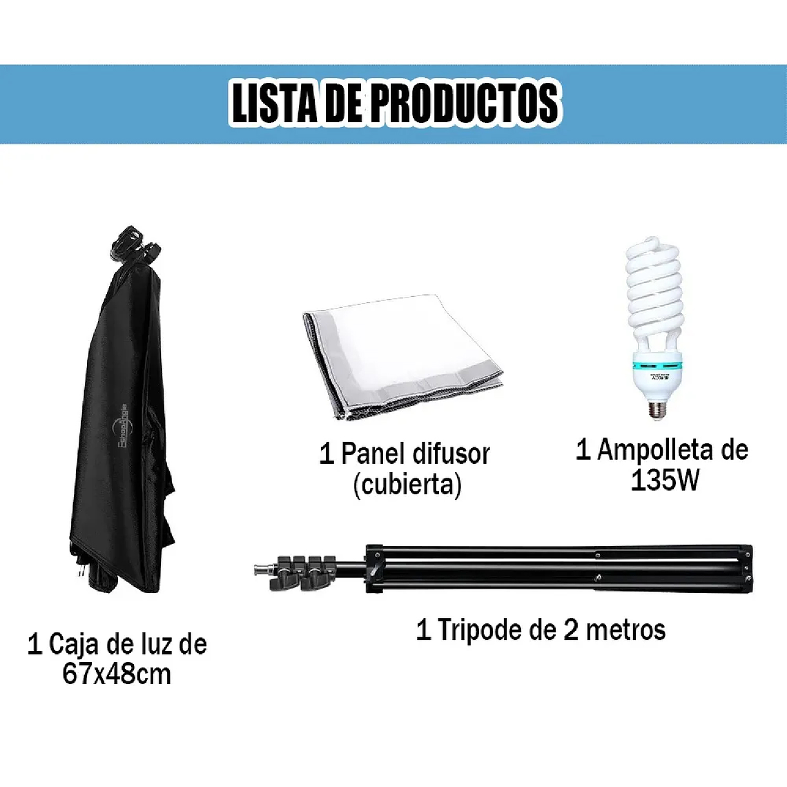 Kit De Iluminación Softbox Estudio De Fotografía + Ampolleta 5