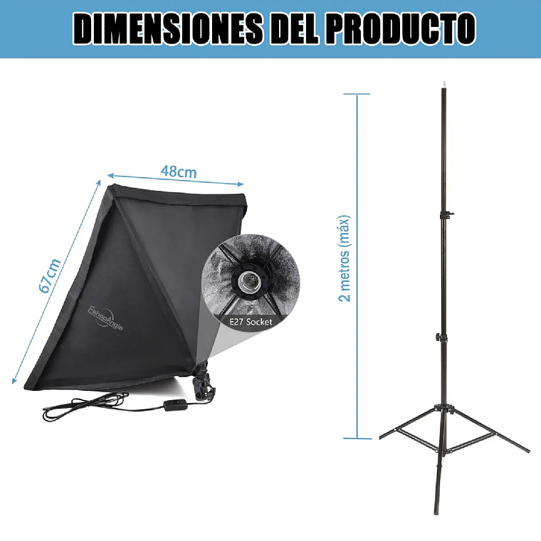 Kit De Iluminación Softbox Estudio De Fotografía + Ampolleta 7