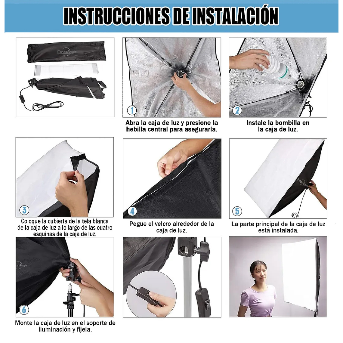 Kit De Iluminación Softbox Estudio De Fotografía + Ampolleta 6