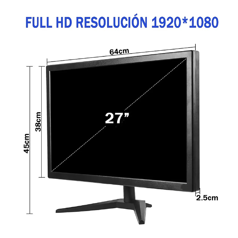 Monitor Pc Para Oficina 27'' Hd Display 1920*1080 Hdmi Vga 4