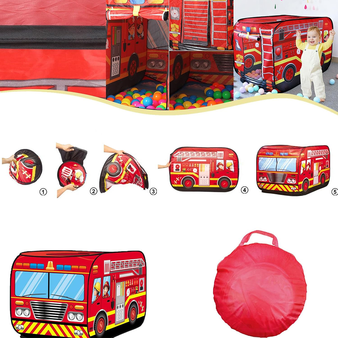 Carpa Infantil De Bombero Plegable Para Niños Niñas Verano 4