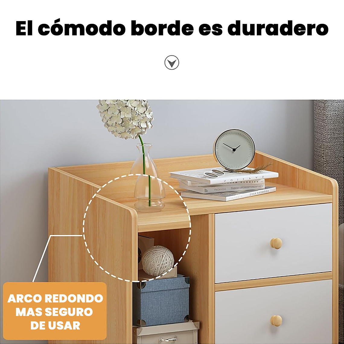 Velador 2 Cajones Mesa De Noche Retro 48x30x43 Cm 2