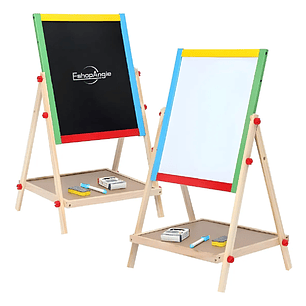 Pizarra Atril Para Niños 2 En 1 Doble Madera + Tiza Y Plumón