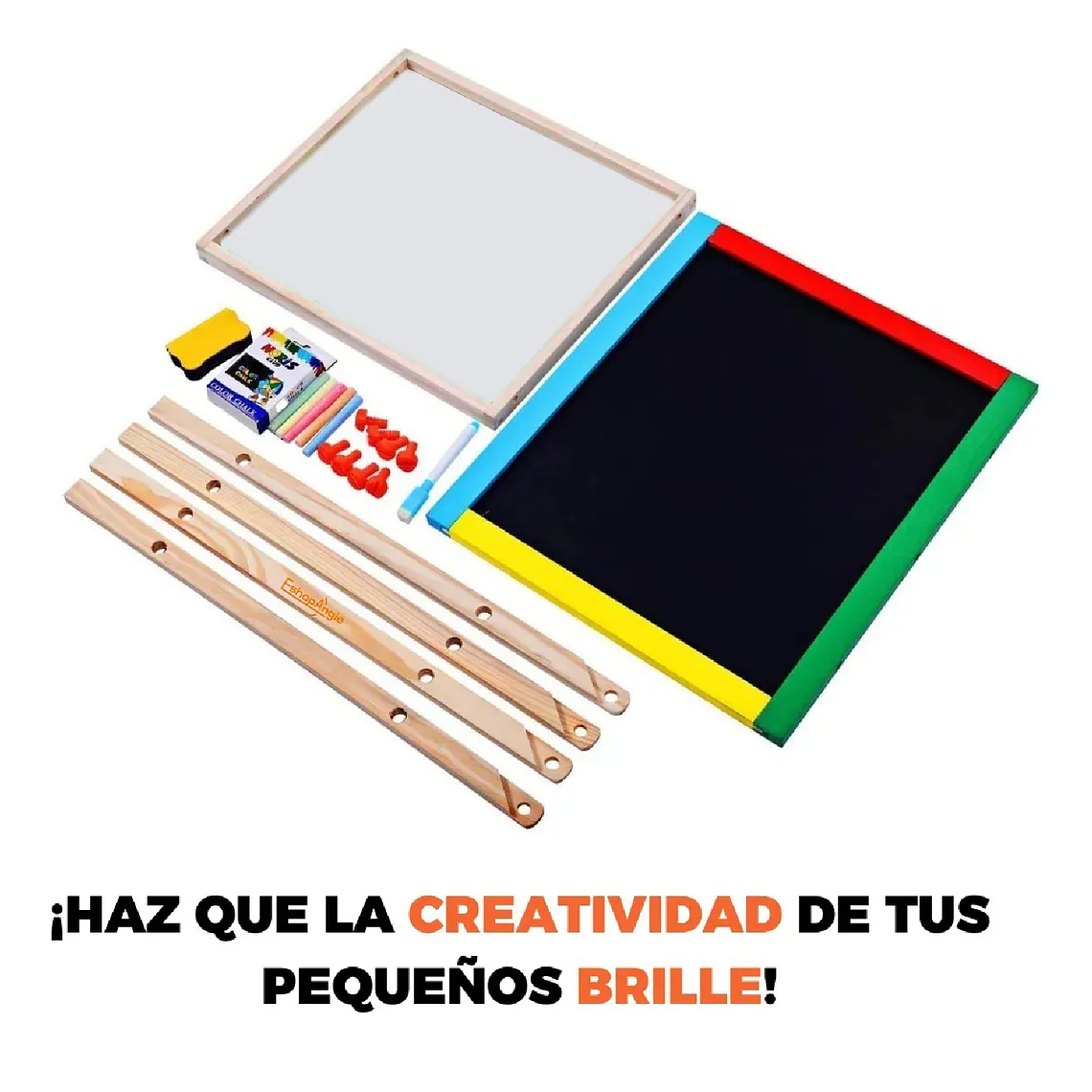 Pizarra Atril Para Niños 2 En 1 Doble Madera + Tiza Y Plumón 5