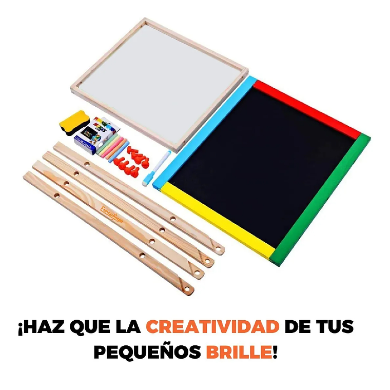 Pizarra Atril Para Niños 2 En 1 Doble Madera + Tiza Y Plumón 5