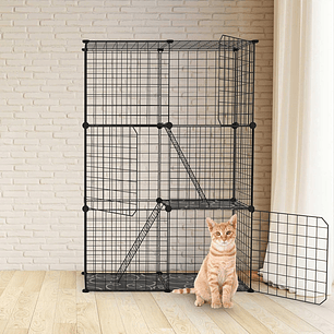 Jaula Corral Armable De 3 Niveles Para Mascotas 24 Paneles
