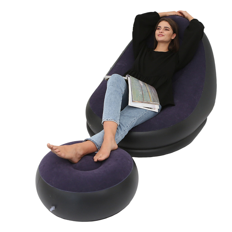 Sofá Tumbona Inflable Puff Inflable Reposa Pies + Inflador 2