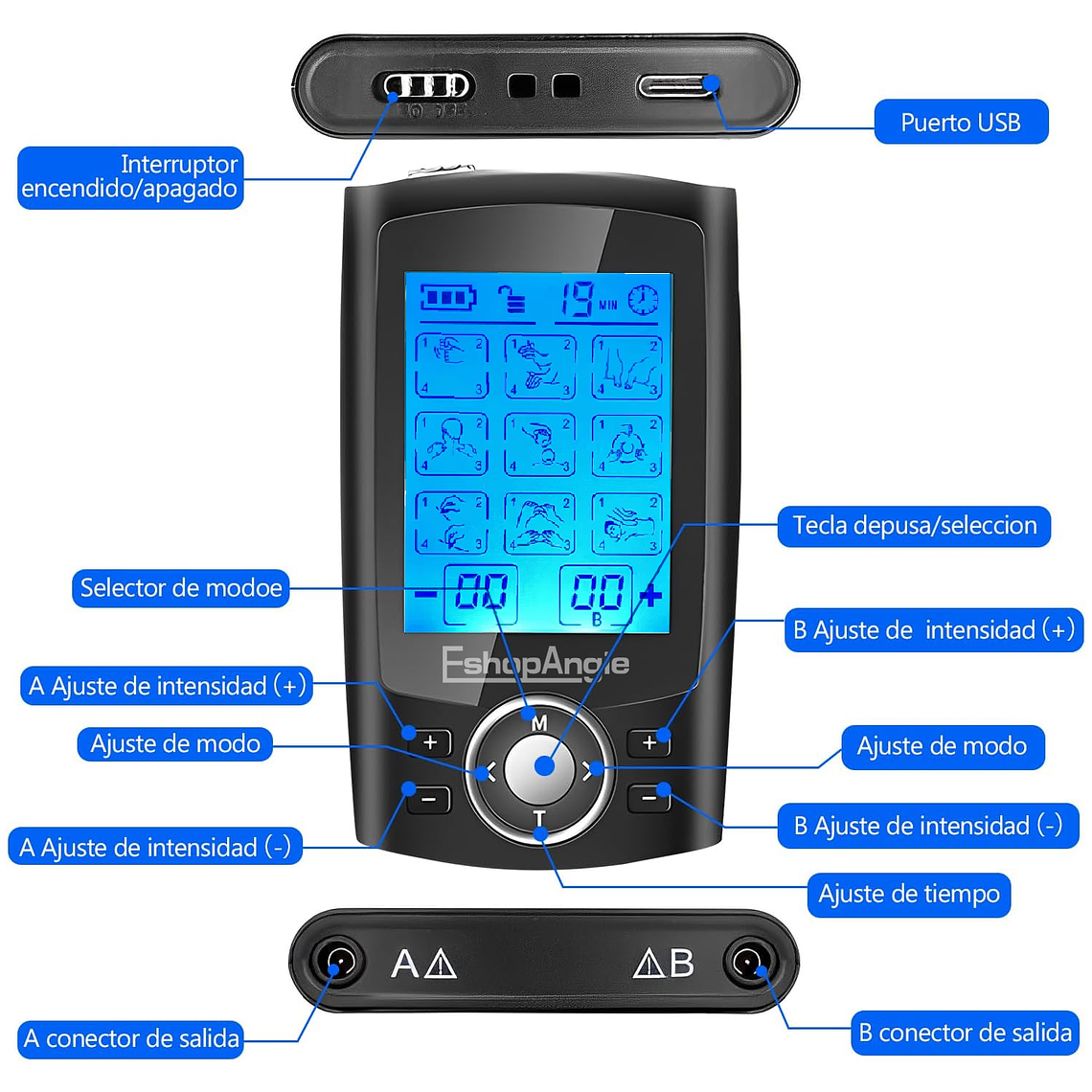 Tens Electroestimulador Muscular Electroterapia 36 Modos 3