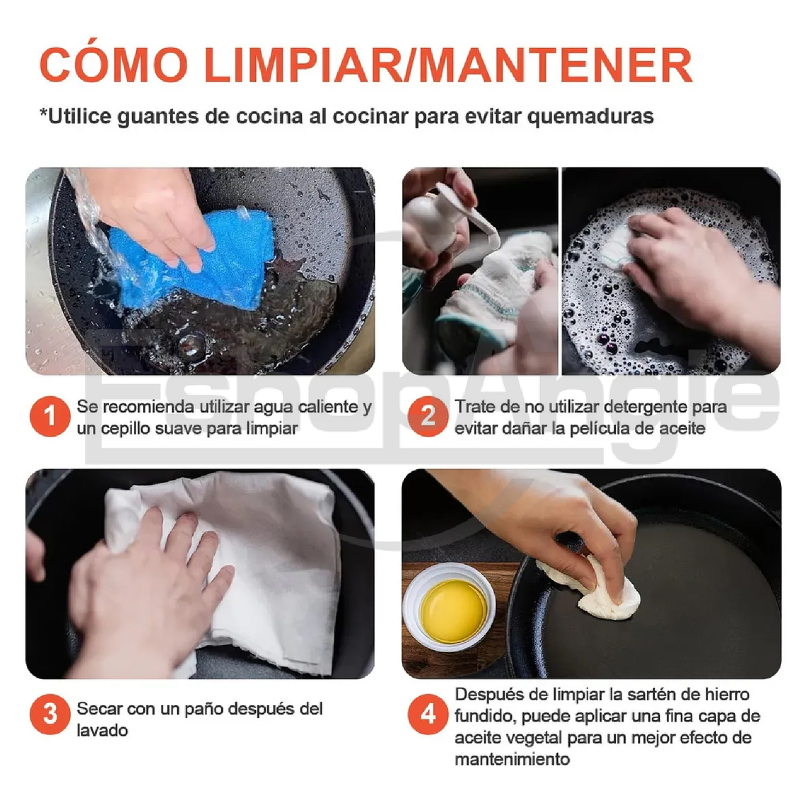 Sartenes De Hierro Fundido Gruesa Doble Uso 26cm 7