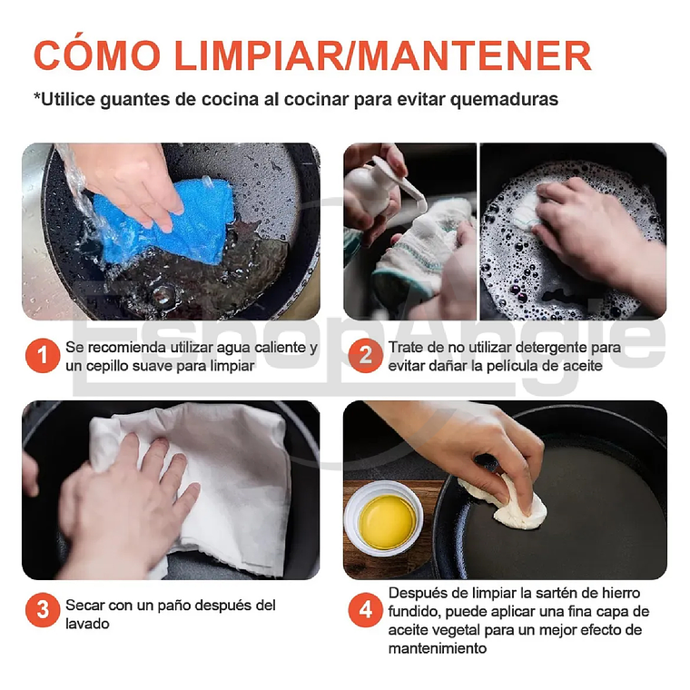 Sartenes De Hierro Fundido Gruesa Doble Uso 26cm 7