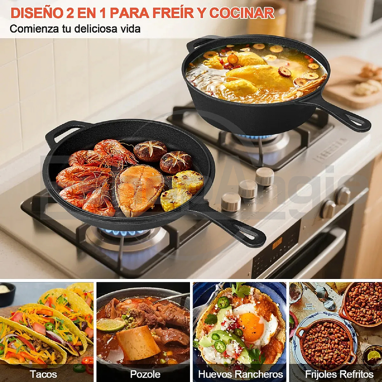 Sartenes De Hierro Fundido Gruesa Doble Uso 26cm 5
