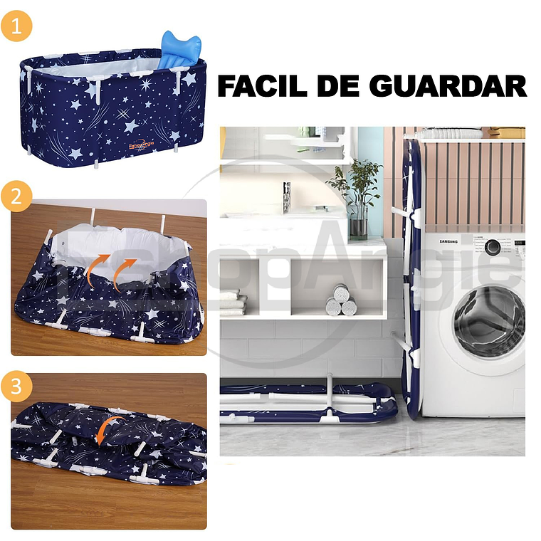 Bañera Plegable Portátil Adultos Y Niños Balde Spa 110×55cm 3