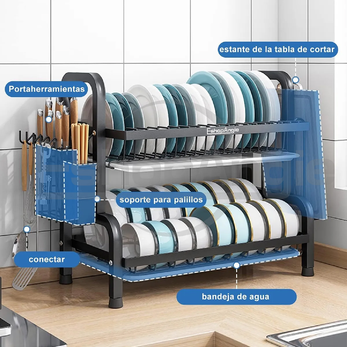 Secador Escurridor De Platos 2 Niveles 3