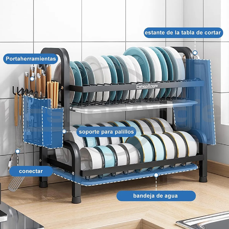 Secador Escurridor De Platos 2 Niveles 3