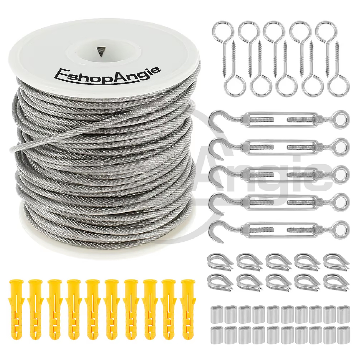 Kit De Cable Tensor De Acero De 30m Gancho Galvanizado 1