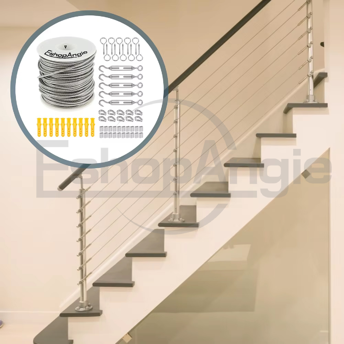 Kit De Cable Tensor De Acero De 30m Gancho Galvanizado 4