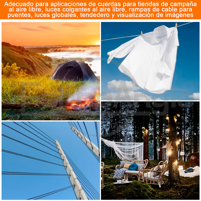 Kit De Cable Tensor De Acero De 30m Gancho Galvanizado 5