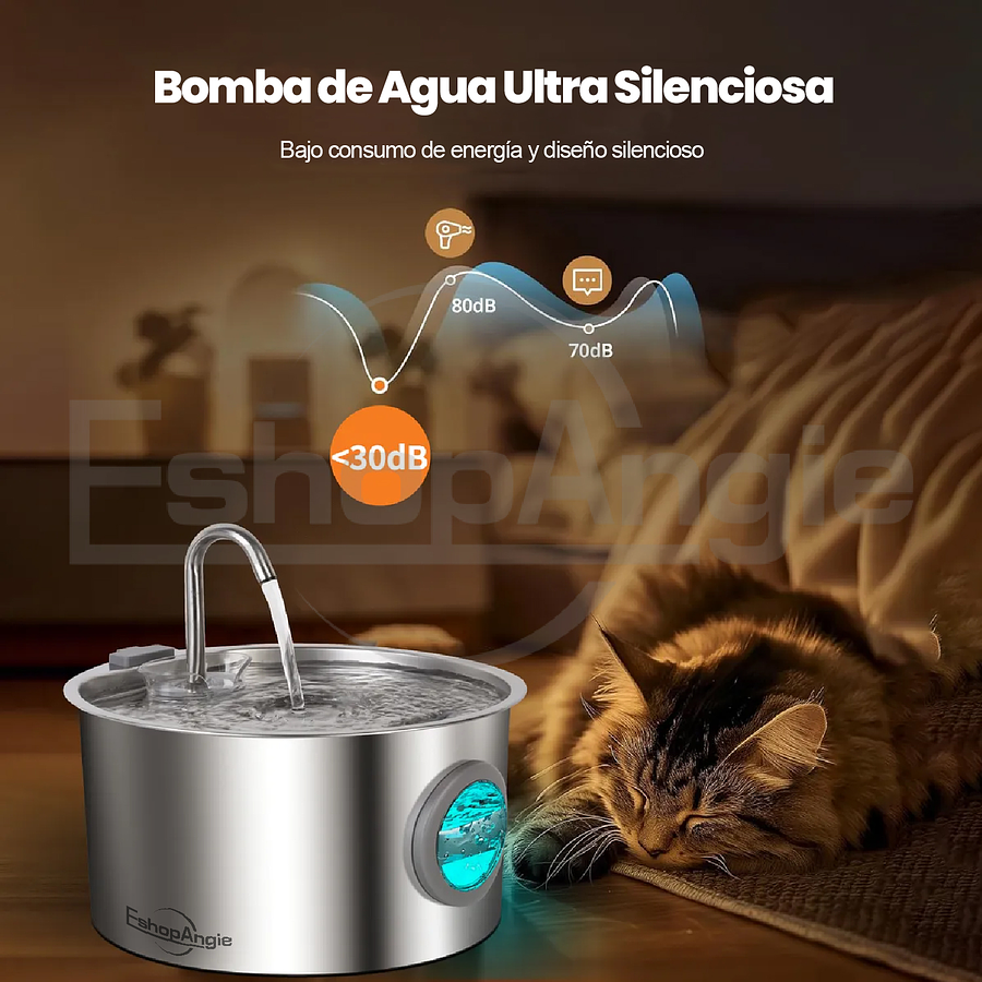 Bebedero Fuente De Agua Gatos Mascotas Automatico Acero 3.2l Acero Inoxidable