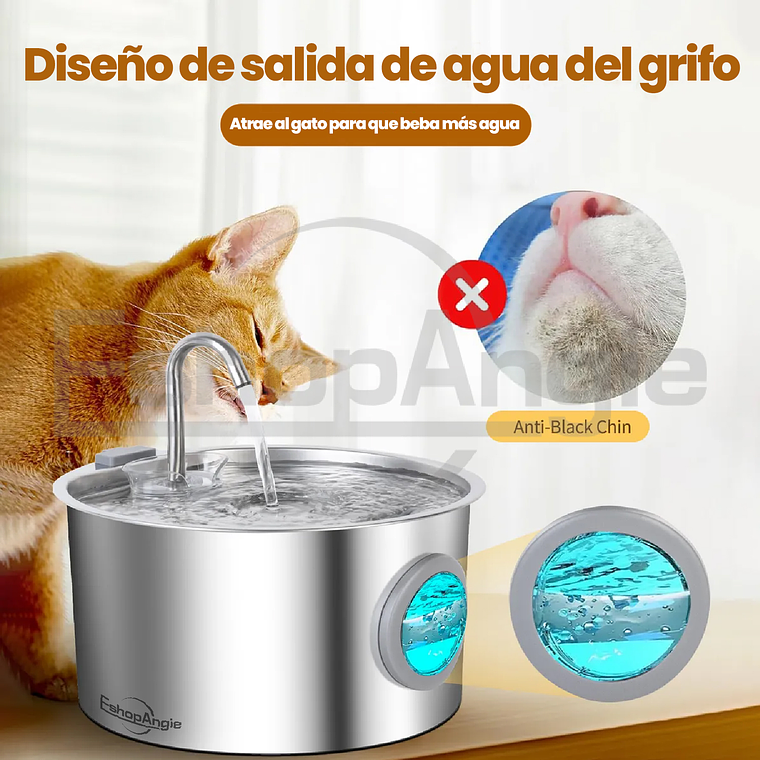 Bebedero Fuente De Agua Gatos Mascotas Automatico Acero 3.2l Acero Inoxidable 4