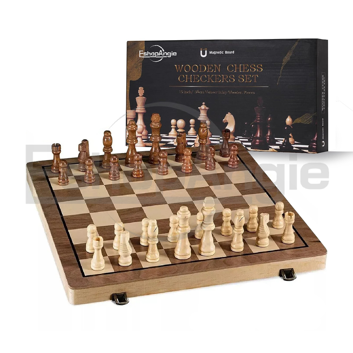 Tablero De Ajedrez Magnético De Madera 39x39cm 1