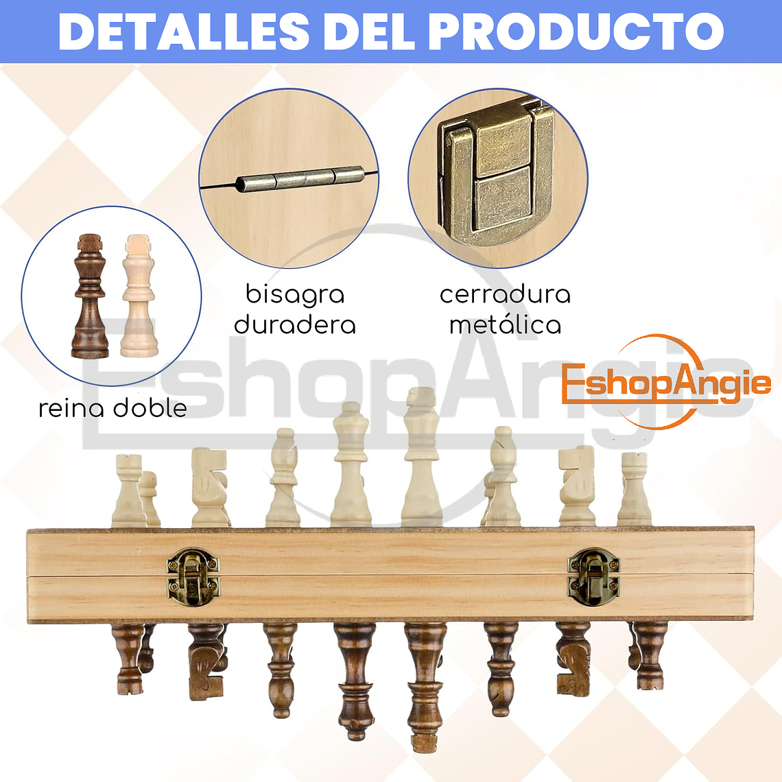 Tablero De Ajedrez Magnético De Madera 39x39cm 4