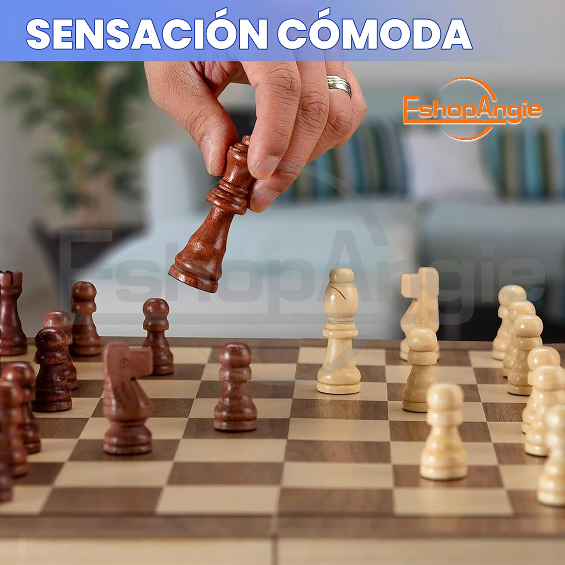 Tablero De Ajedrez Magnético De Madera 39x39cm 2