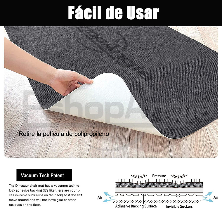 Alfombrilla Antideslizante Para Silla De Oficina 120x90cm Negro 2