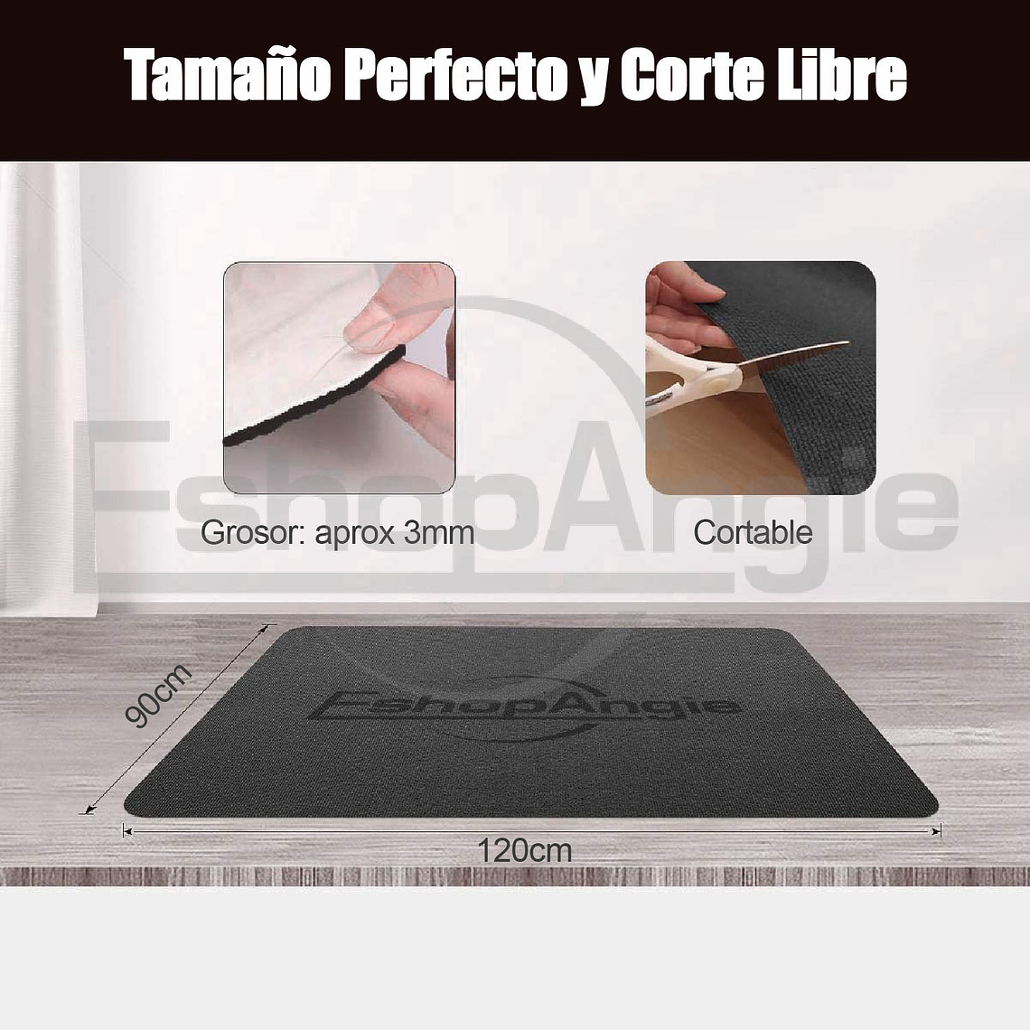 Alfombrilla Antideslizante Para Silla De Oficina 120x90cm Negro 5