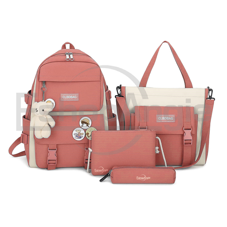 Mochila Urbana Escolar Viaje Estilo Coreano 4 Piezas 2