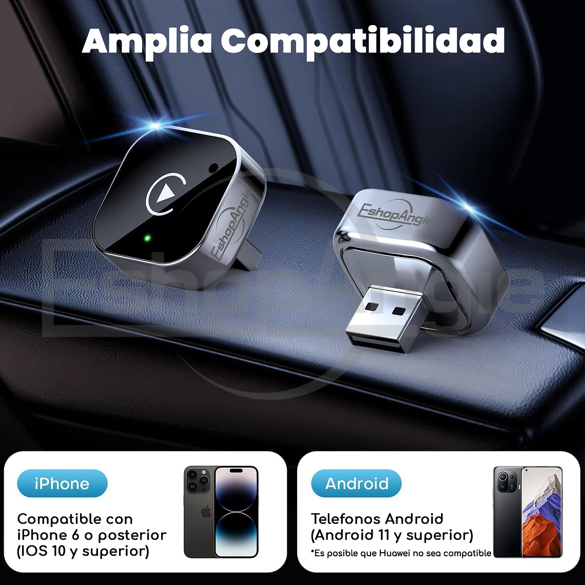 Adaptador Automático Inalámbrico 2 En 1 Para Carplay/android 3