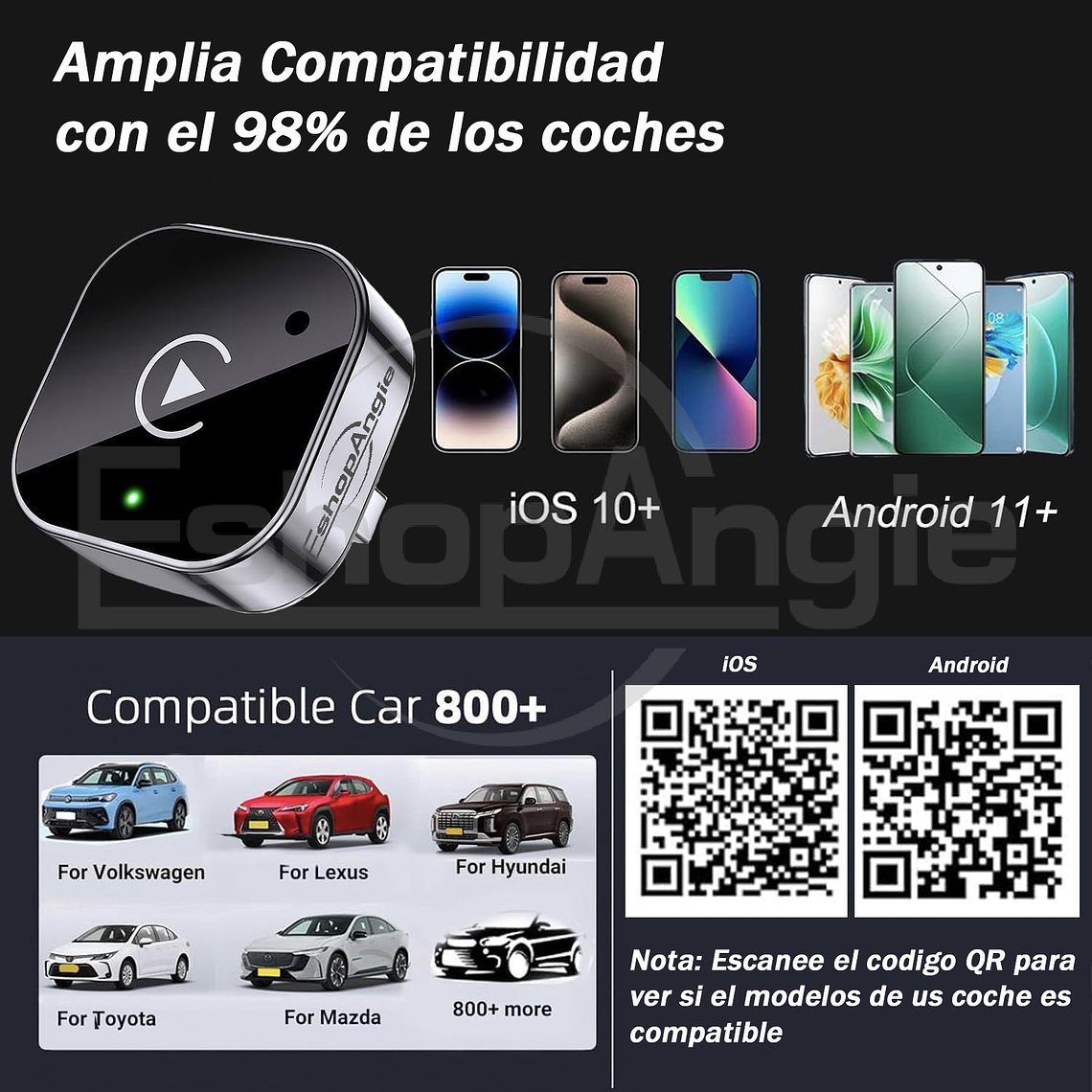 Adaptador Automático Inalámbrico 2 En 1 Para Carplay/android 6