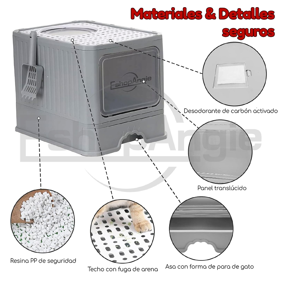 Arenero Gato Cerrado Baño Sanitario Con Tapa Y Pala