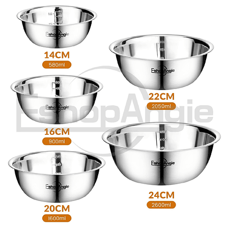 Pack 5 Bowl Pocillo Acero Inoxidable Reposteria Cocina Plateado