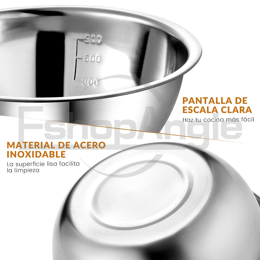 Pack 5 Bowl Pocillo Acero Inoxidable Reposteria Cocina Plateado
