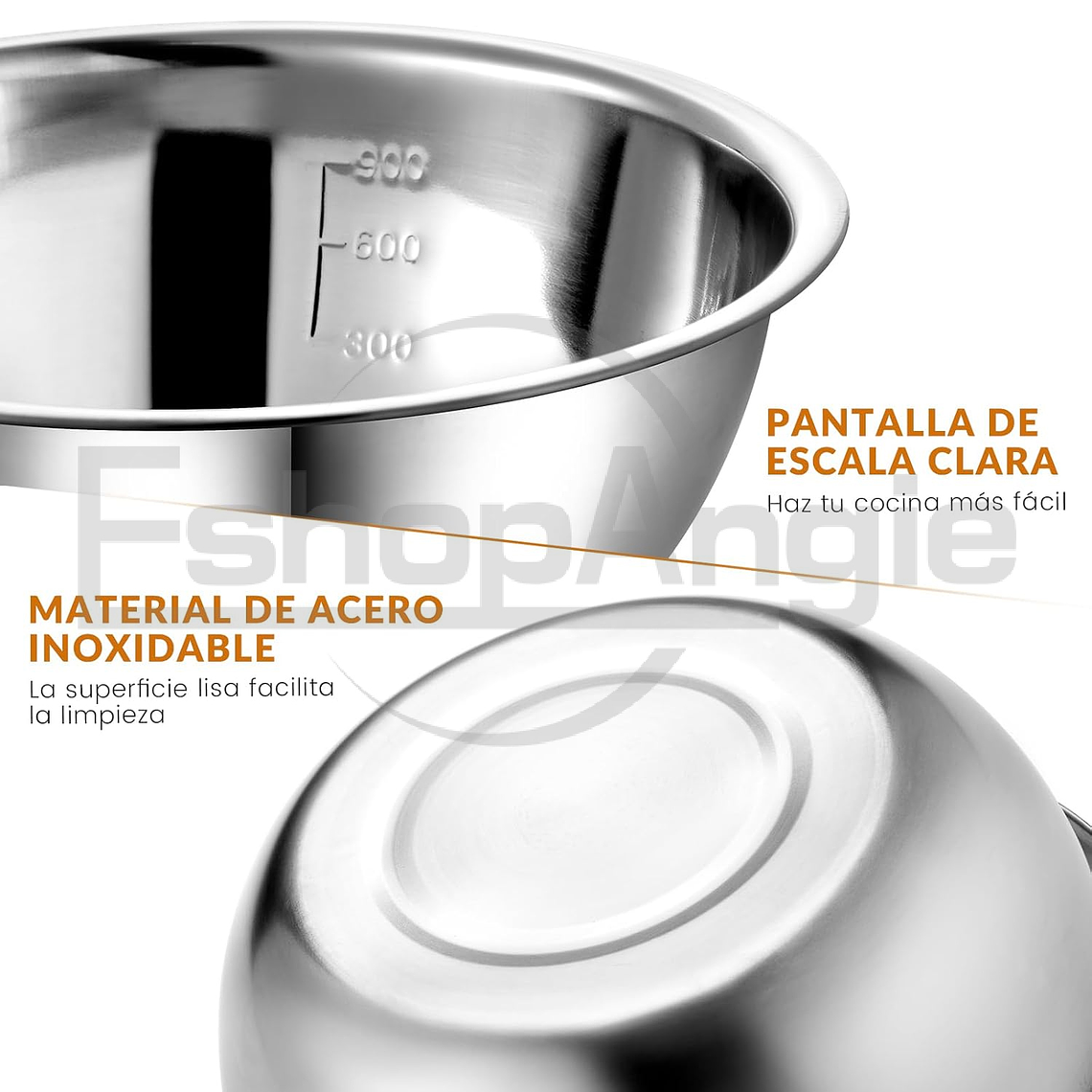 Pack 5 Bowl Pocillo Acero Inoxidable Reposteria Cocina Plateado 3
