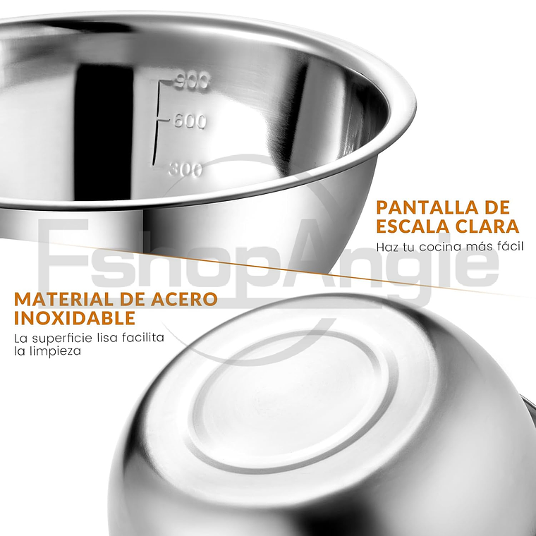 Pack 5 Bowl Pocillo Acero Inoxidable Reposteria Cocina Plateado 3