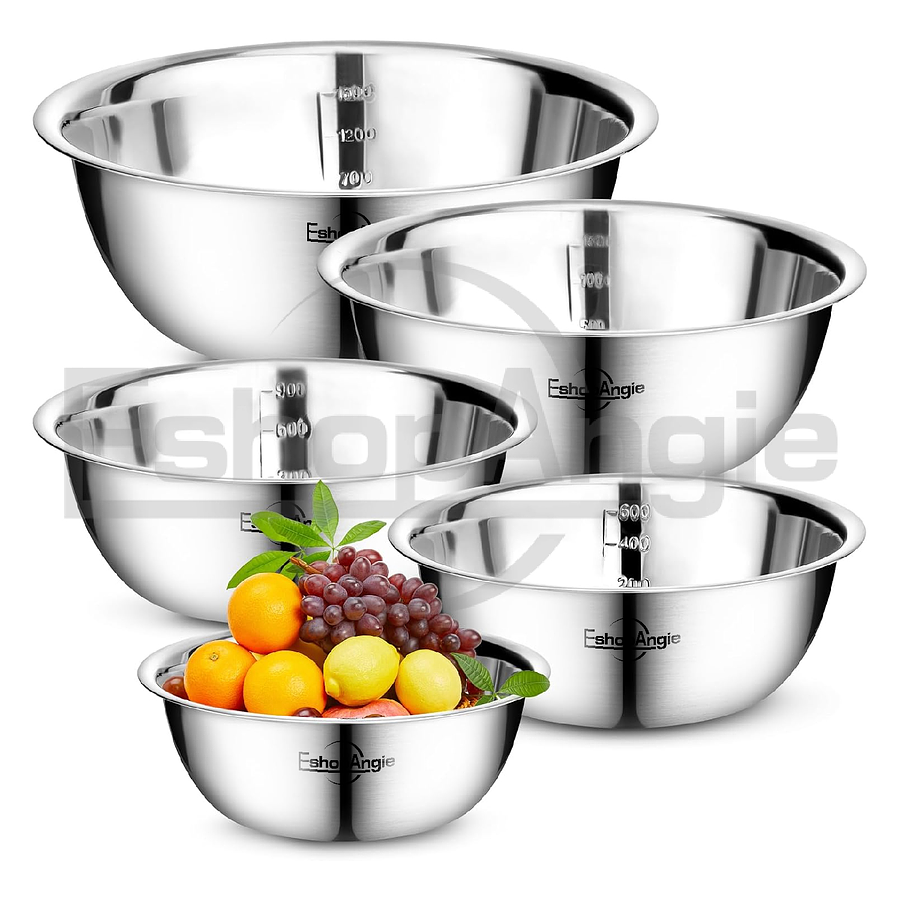 Pack 5 Bowl Pocillo Acero Inoxidable Reposteria Cocina Plateado