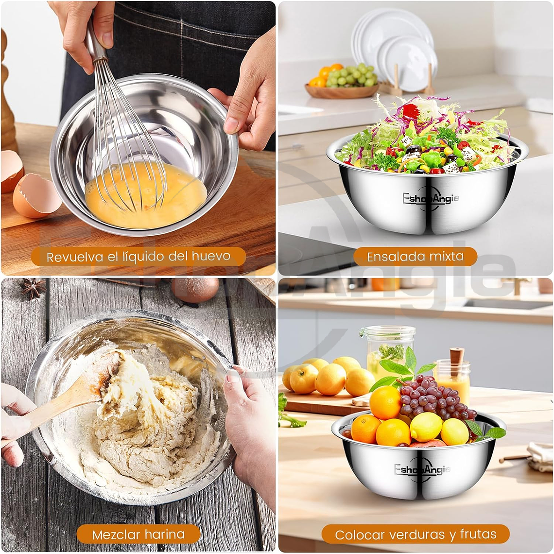 Pack 5 Bowl Pocillo Acero Inoxidable Reposteria Cocina Plateado 4