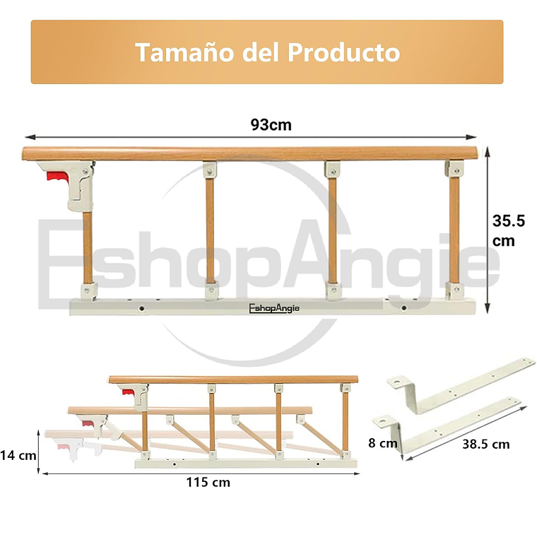 Baranda De Cama Lateral Anticaída Para Cuidado Adulto Mayor Lisa 6