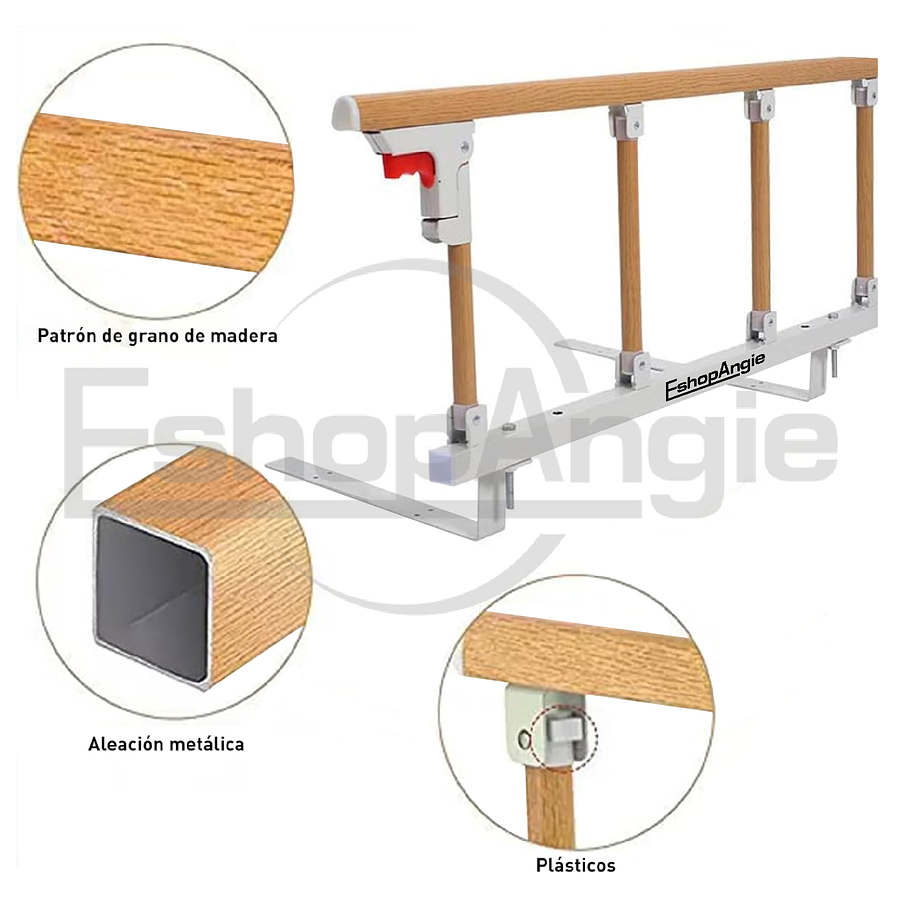 Baranda De Cama Lateral Anticaída Para Cuidado Adulto Mayor Lisa