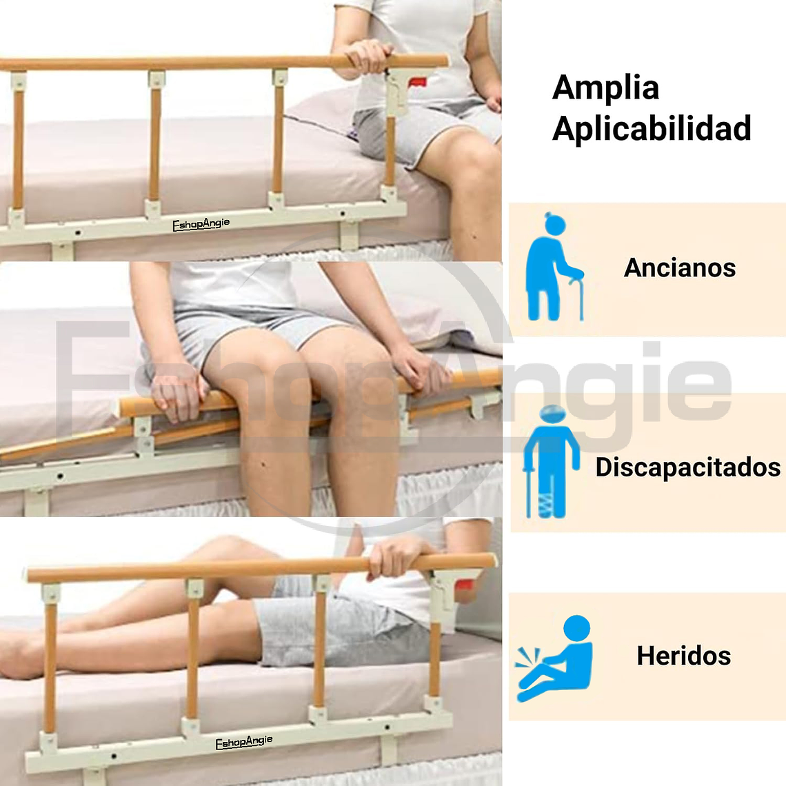 Baranda De Cama Lateral Anticaída Para Cuidado Adulto Mayor Lisa 4