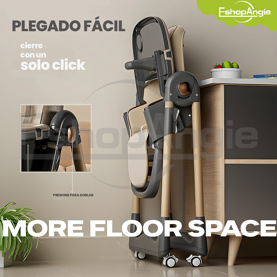 Silla De Comer Reclinable Plegable Con Mesa Ajustable