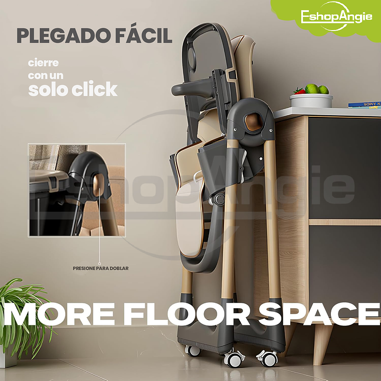 Silla De Comer Reclinable Plegable Con Mesa Ajustable 5